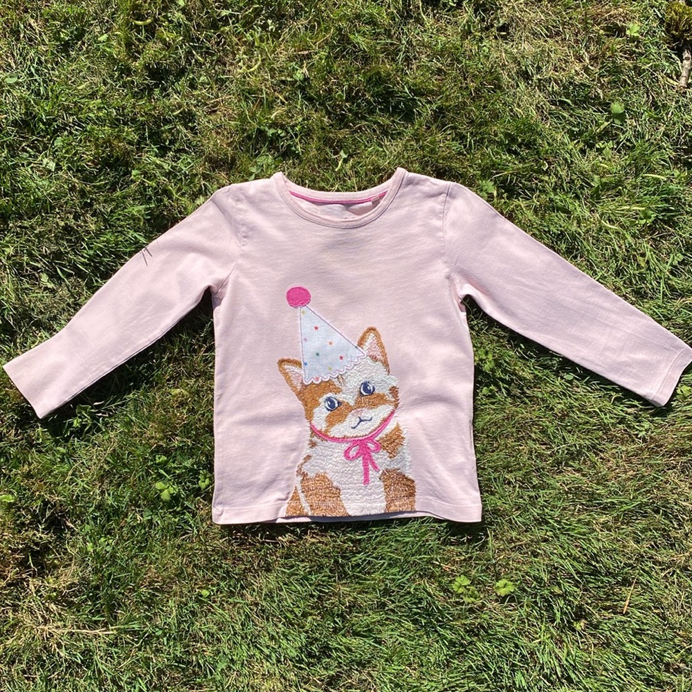 Mini Boden Girls Superstitch Animal Long sleeve - Cat (size 4-5Y)